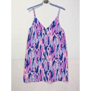 Lilly Pulitzer Womens Mini Dress Lela Size M Abstract Pink Blue Sleeveless